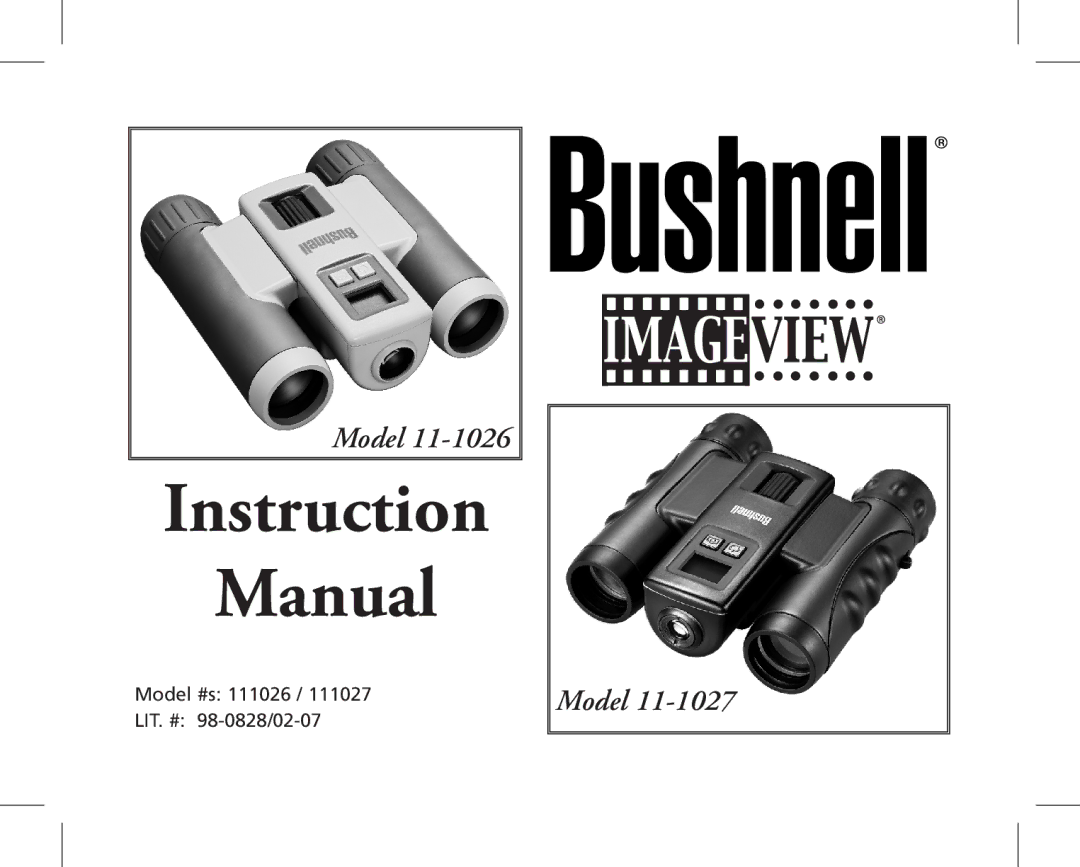 Bushnell 11-1027, 11-1026 instruction manual Instruction Manual 