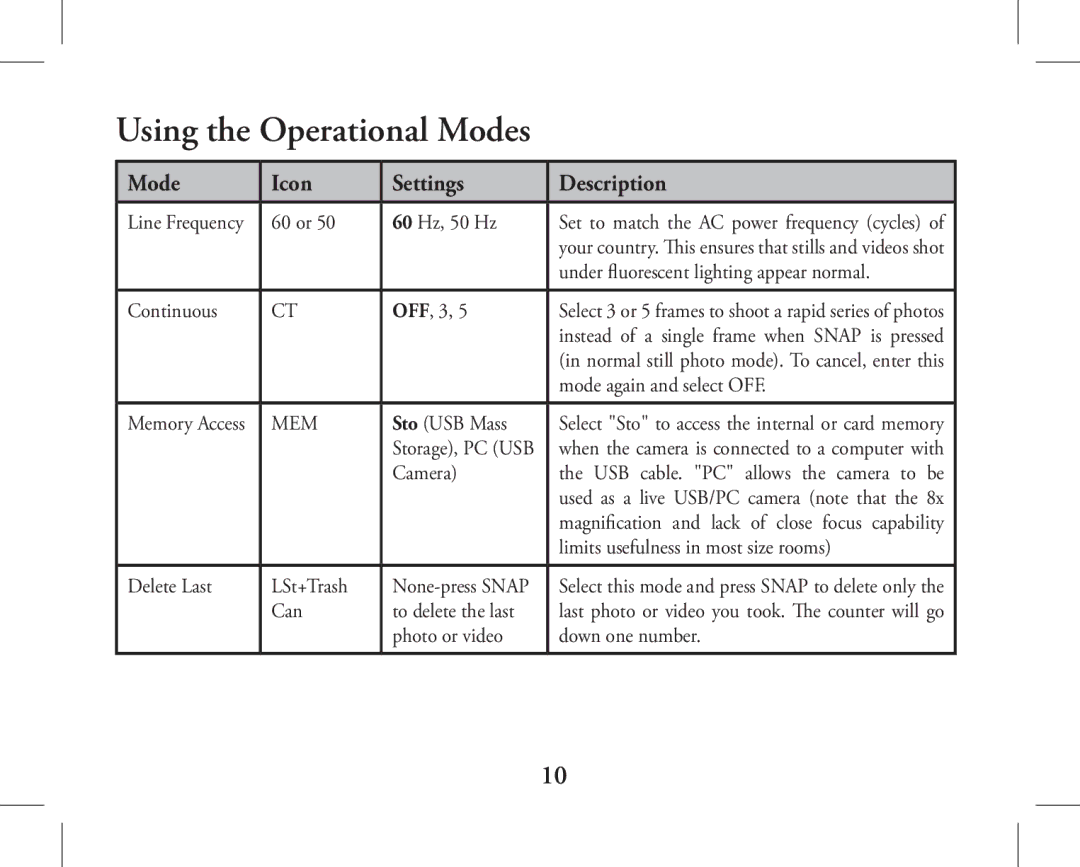 Bushnell 11-1026, 11-1027 instruction manual Using the Operational Modes, 60 or 60 Hz, 50 Hz 