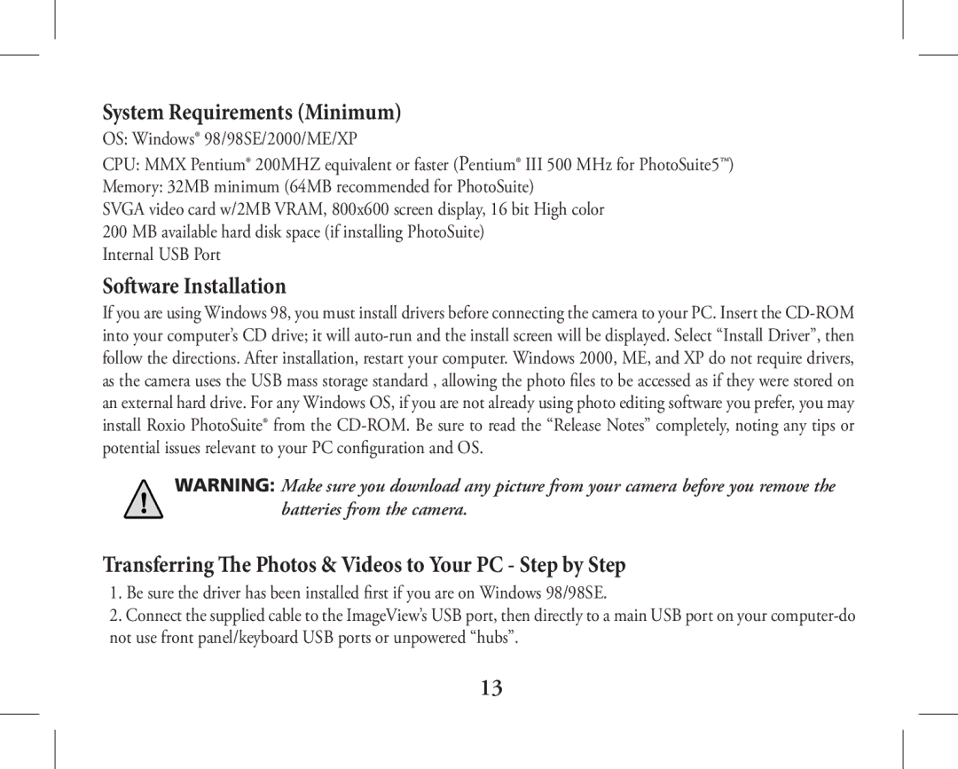 Bushnell 11-1027, 11-1026 instruction manual System Requirements Minimum 