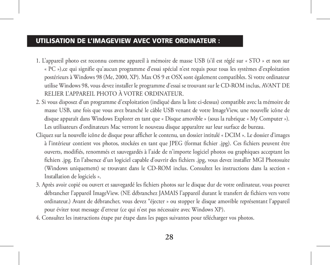 Bushnell 11-1026, 11-1027 instruction manual Utilisation DE L’IMAGEVIEW Avec Votre Ordinateur 