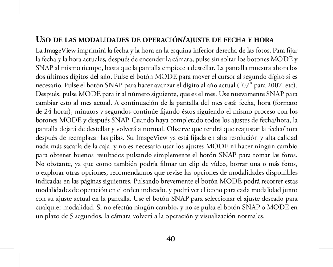 Bushnell 11-1026, 11-1027 instruction manual Uso de las modalidades de operación/ajuste de fecha y hora 