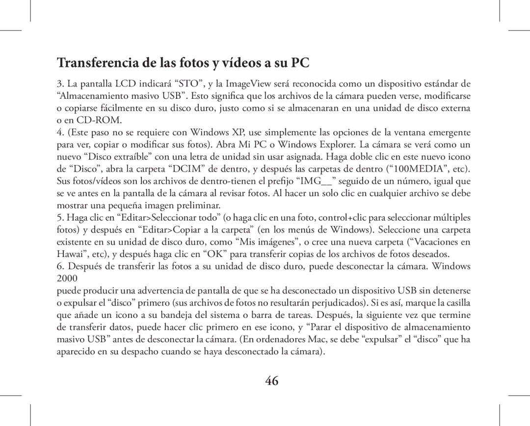 Bushnell 11-1026, 11-1027 instruction manual Transferencia de las fotos y vídeos a su PC 