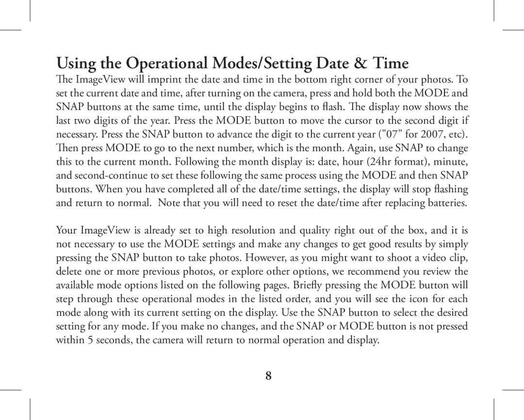 Bushnell 11-1026, 11-1027 instruction manual Using the Operational Modes/Setting Date & Time 