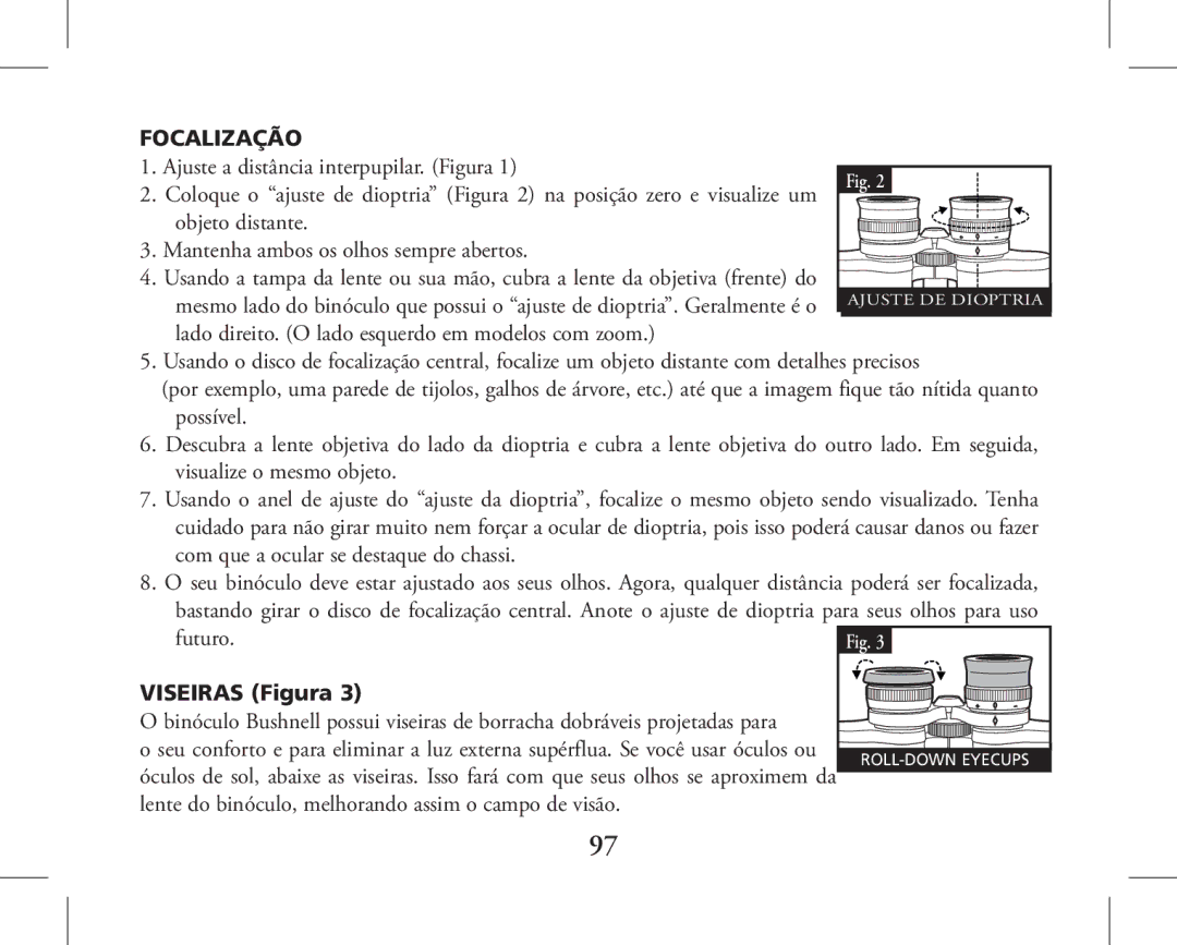 Bushnell 11-1027, 11-1026 instruction manual Focalização 