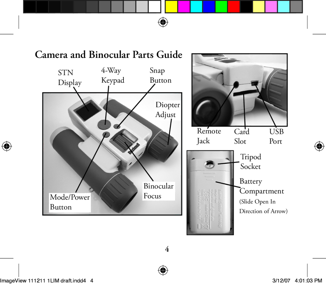 Bushnell 11-1211 instruction manual Camera and Binocular Parts Guide 