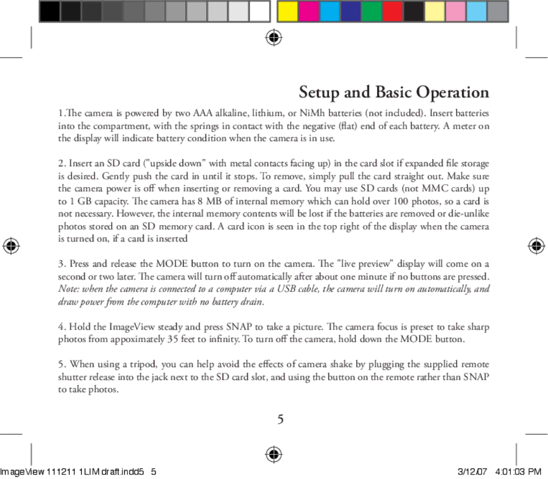 Bushnell 11-1211 instruction manual Setup and Basic Operation 