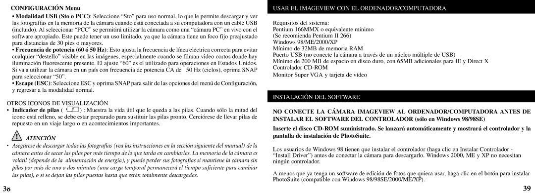 Bushnell 11-8200 manual Configuración Menu, Usar EL Imageview CON EL ORDENADOR/COMPUTADORA, Instalación DEL Software 