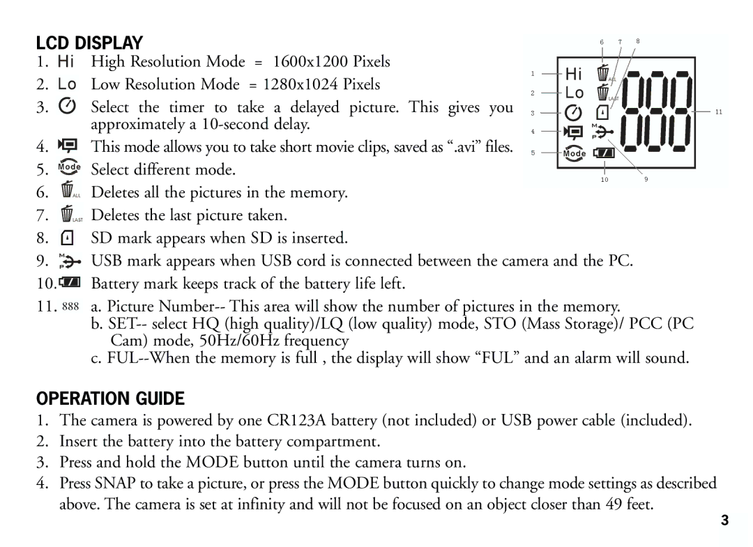 Bushnell 11-8321 manual LCD Display, Operation Guide 