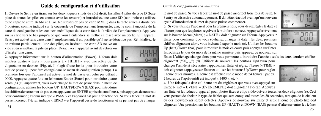 Bushnell 11-9000 instruction manual Guide de conﬁguration et d’utilisation 