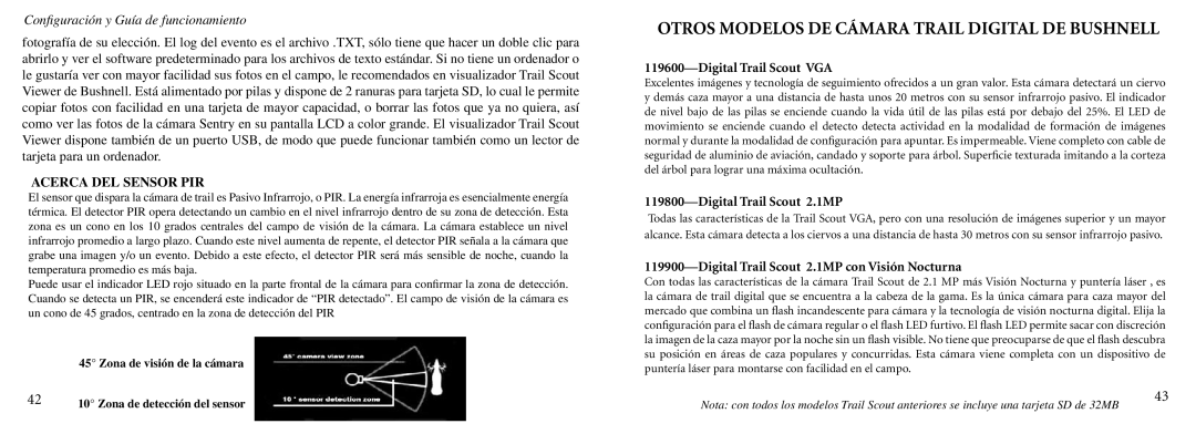 Bushnell 11-9000 instruction manual Otros Modelos DE Cámara Trail Digital DE Bushnell 