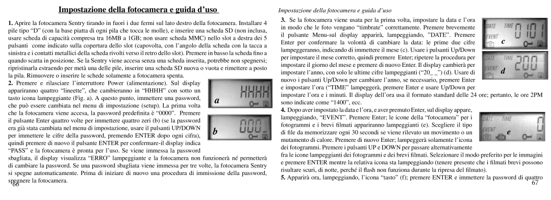 Bushnell 11-9000 instruction manual Impostazione della fotocamera e guida d’uso 