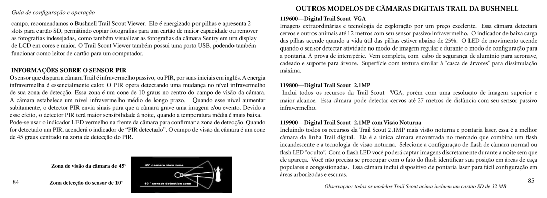 Bushnell 11-9000 instruction manual Outros Modelos DE Câmaras Digitais Trail DA Bushnell 