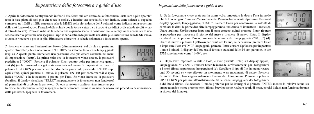 Bushnell 11-9200 instruction manual Impostazione della fotocamera e guida d’uso 