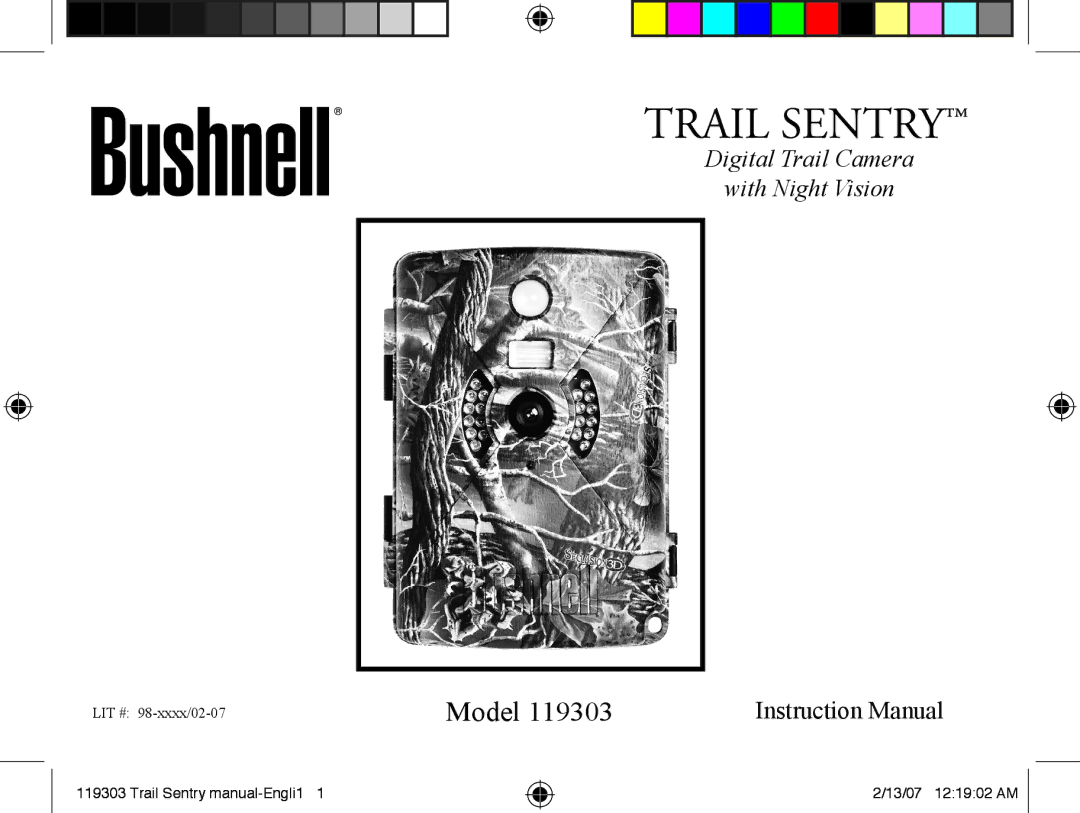 Bushnell 11-9303 instruction manual Trail Sentry 