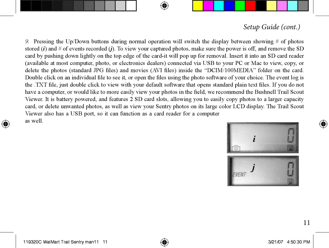Bushnell 11-9320C instruction manual 119320C WalMart Trail Sentry man11 21/07 45030 PM 