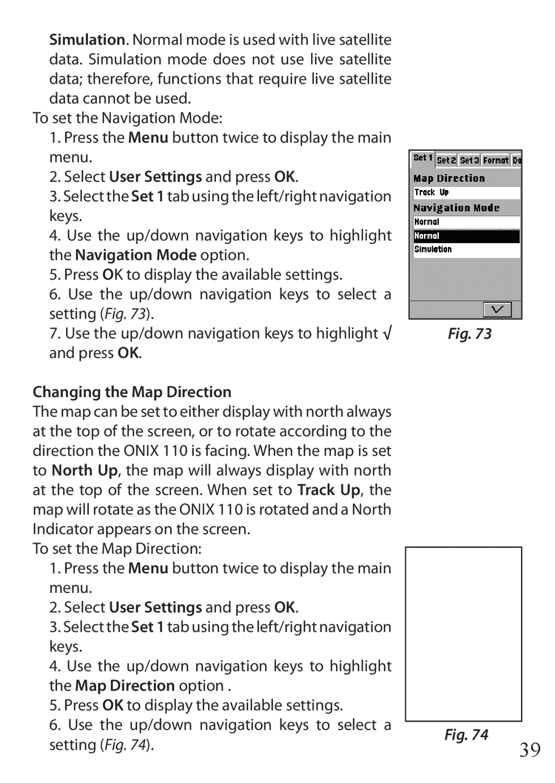 Bushnell 110 instruction manual Changing the Map Direction 