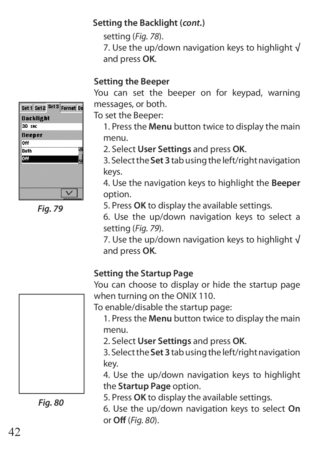 Bushnell 110 instruction manual Setting the Beeper, Setting the Startup 