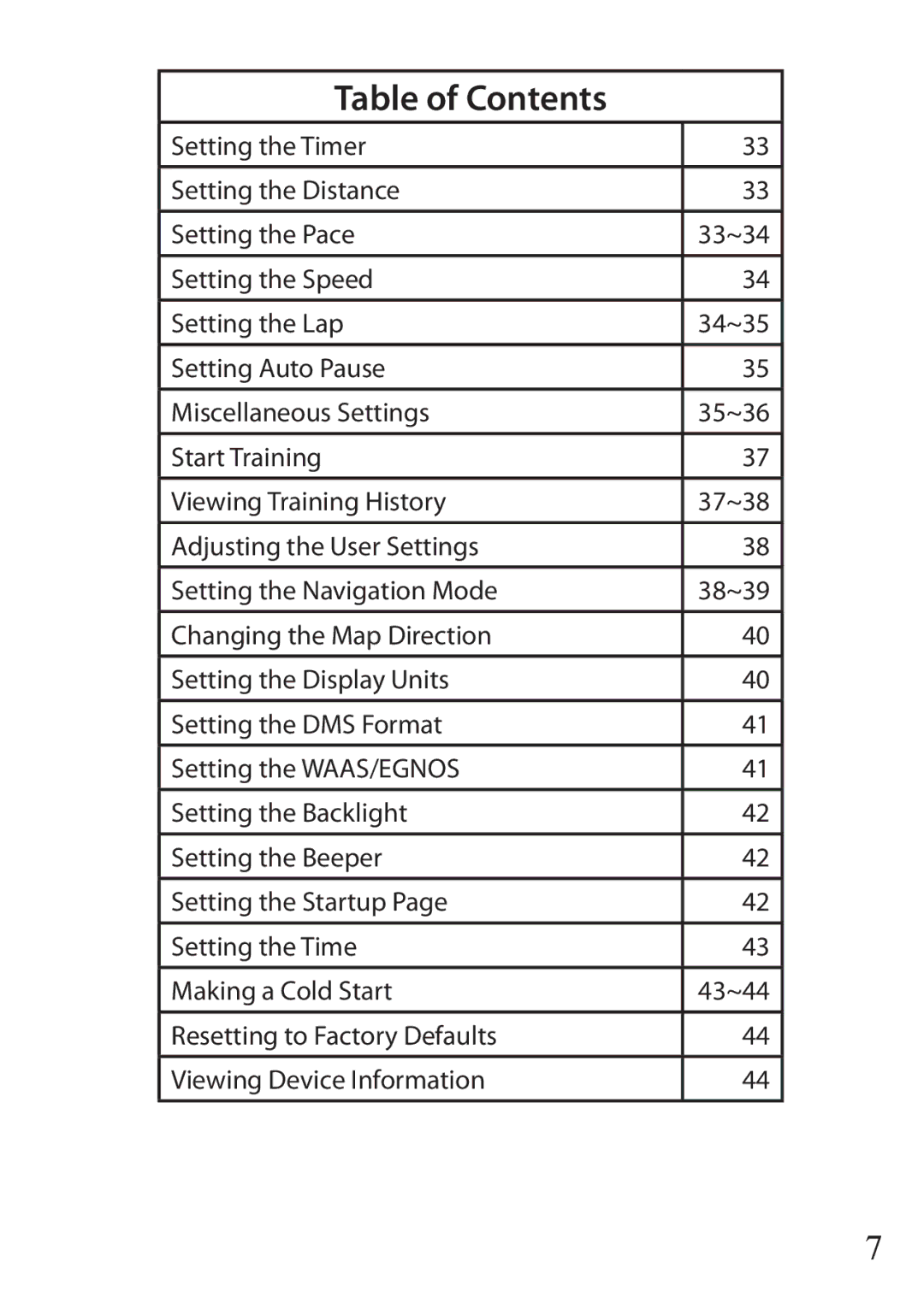 Bushnell 110 instruction manual Table of Contents 