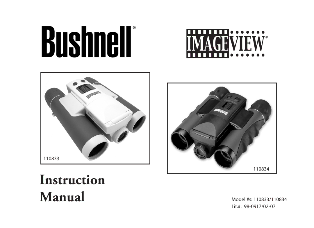 Bushnell instruction manual 110833 110834 Model #s 110833/110834 Lit.# 98-0917/02-07 