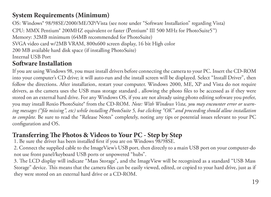 Bushnell 110833, 110834 instruction manual System Requirements Minimum 