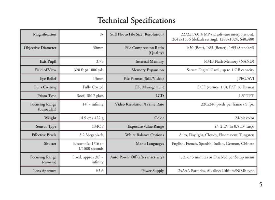 Bushnell 110833, 110834 instruction manual Technical Specifications, Magnification 