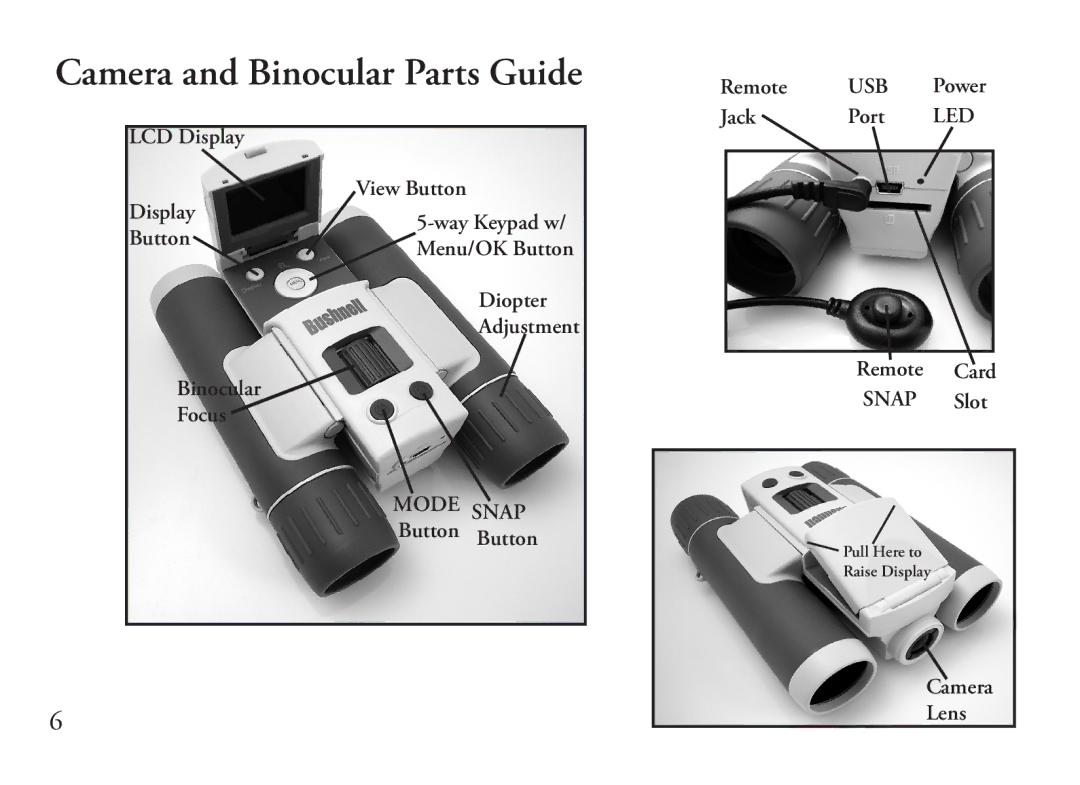 Bushnell 110834, 110833 instruction manual Camera and Binocular Parts Guide 