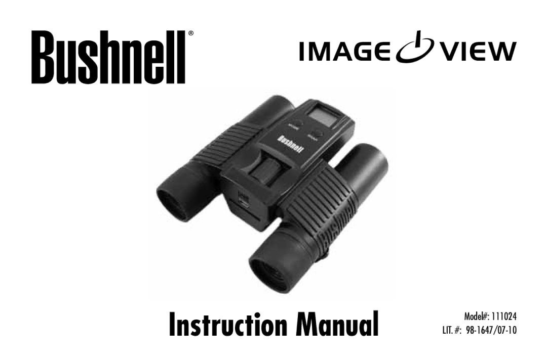 Bushnell instruction manual Model# 111024 Lit. # 98-1647/07-10 