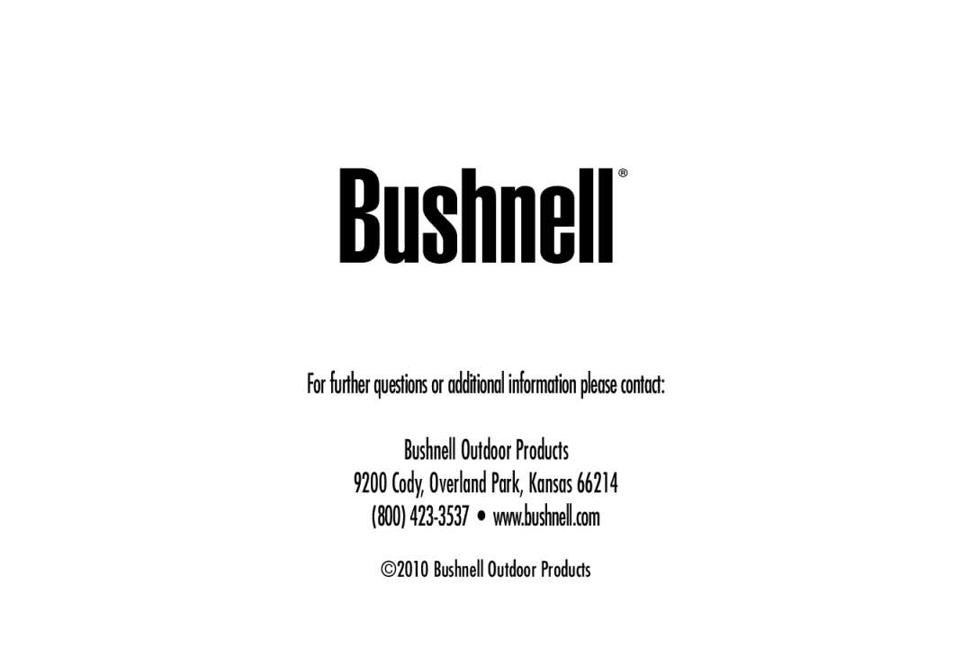 Bushnell 111024 instruction manual Bushnell Outdoor Products Cody, Overland Park, Kansas 