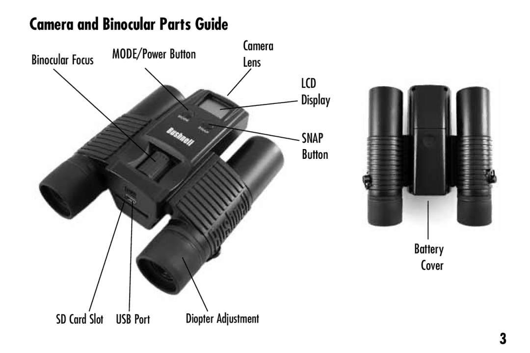 Bushnell 111024 instruction manual Camera and Binocular Parts Guide 