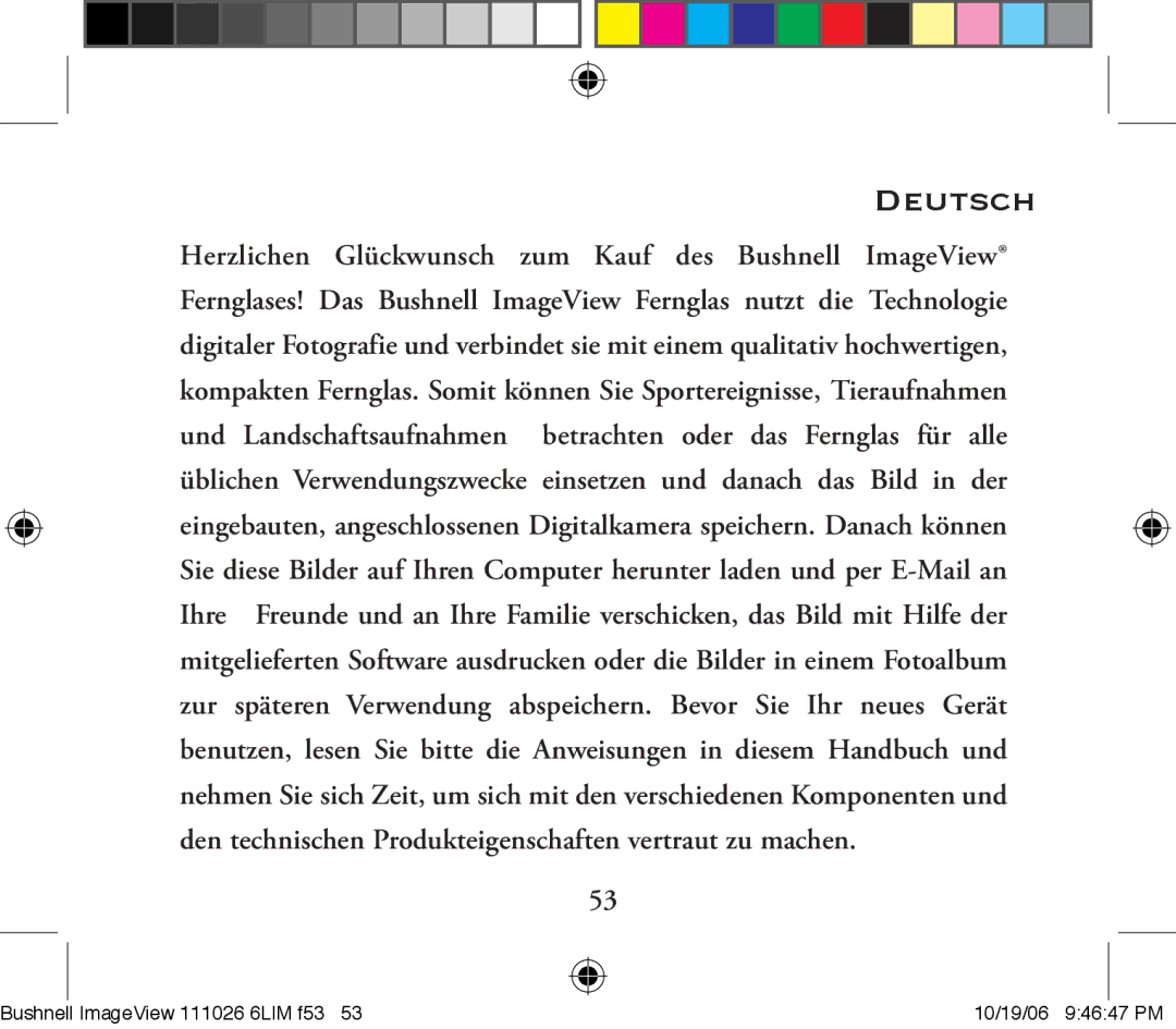 Bushnell 111026 6LIM F2 instruction manual Deutsch 