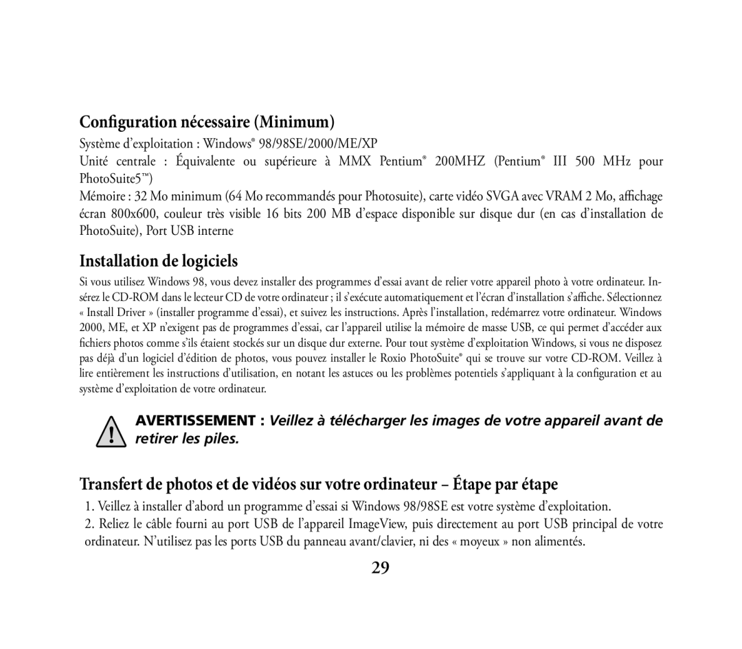 Bushnell 111026 instruction manual Configuration nécessaire Minimum 