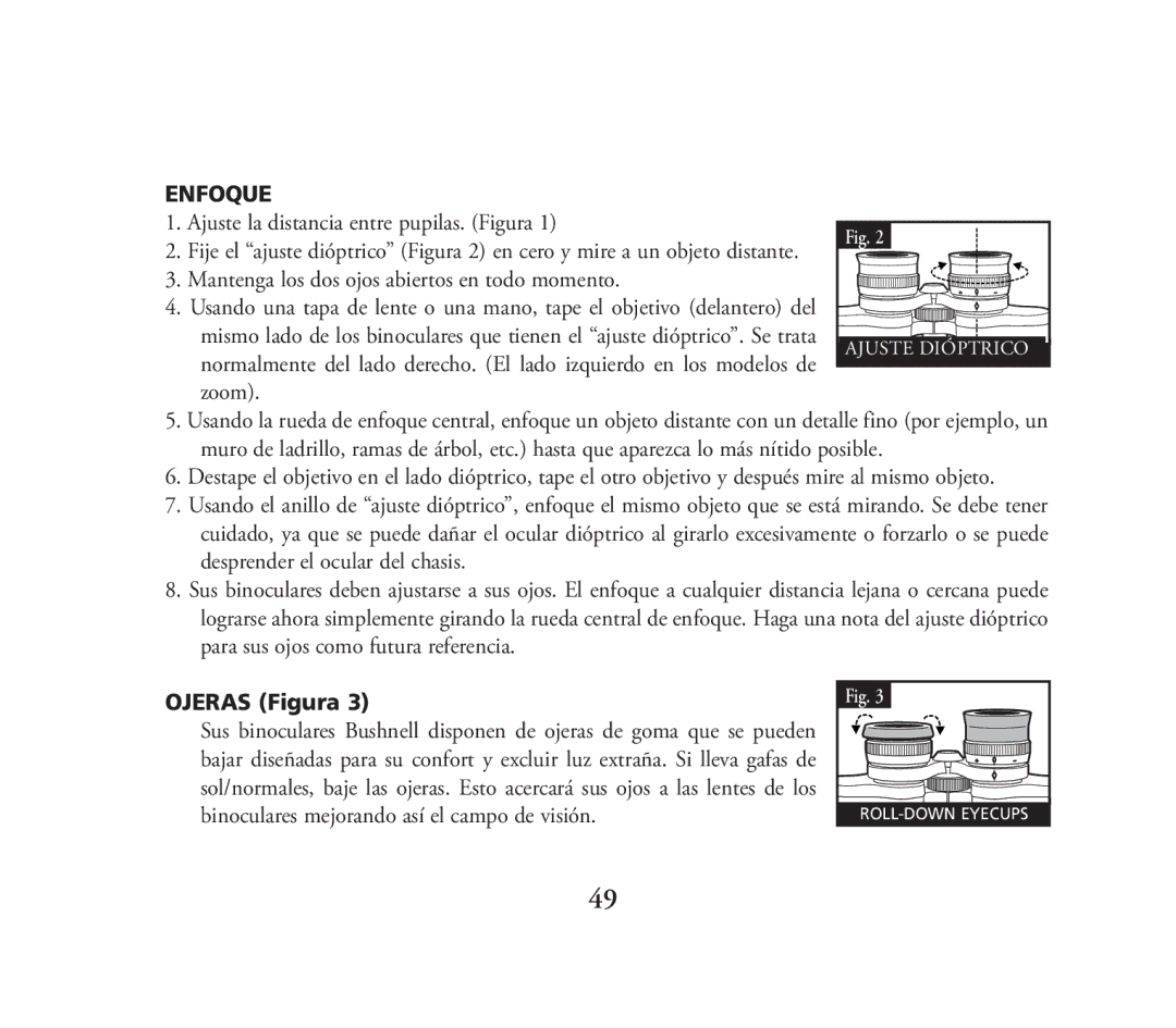 Bushnell 111026 instruction manual Enfoque 