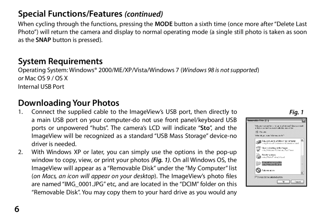 Bushnell 1111024 quick start System Requirements, Downloading Your Photos 