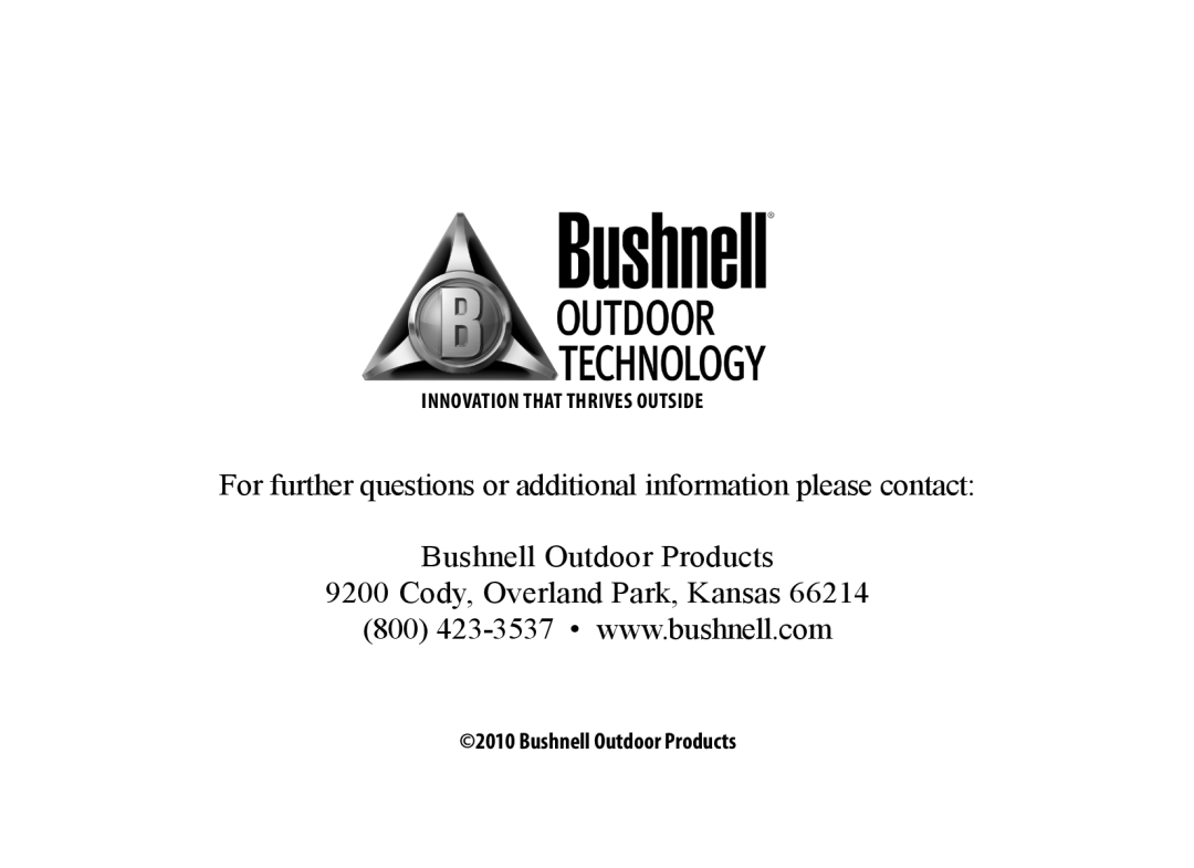 Bushnell 111545 user manual Innovation That Thrives Outside 