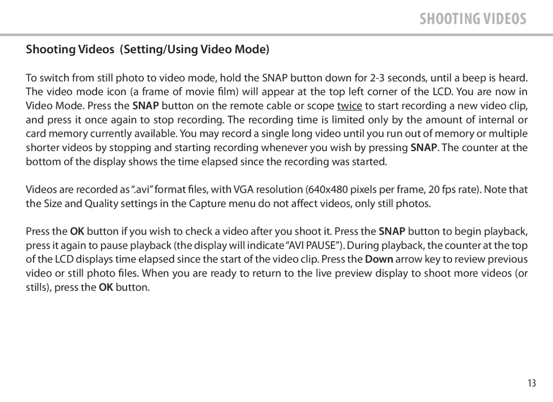 Bushnell 111545 user manual Shooting Videos Setting/Using Video Mode 