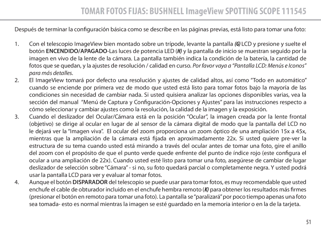 Bushnell 111545 user manual Tomar Fotos Fijas Bushnell ImageView Spotting Scope 