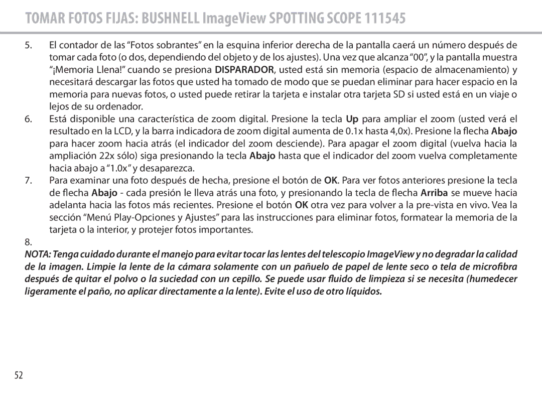 Bushnell 111545 user manual Tomar Fotos Fijas Bushnell ImageView Spotting Scope 