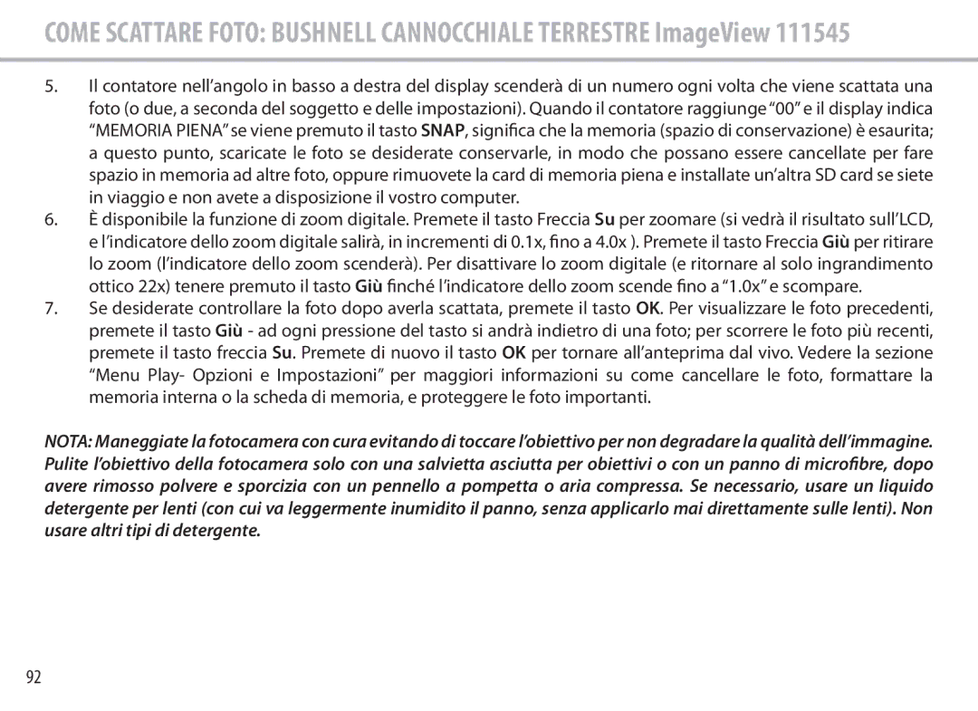 Bushnell 111545 user manual Come Scattare Foto Bushnell Cannocchiale Terrestre ImageView 