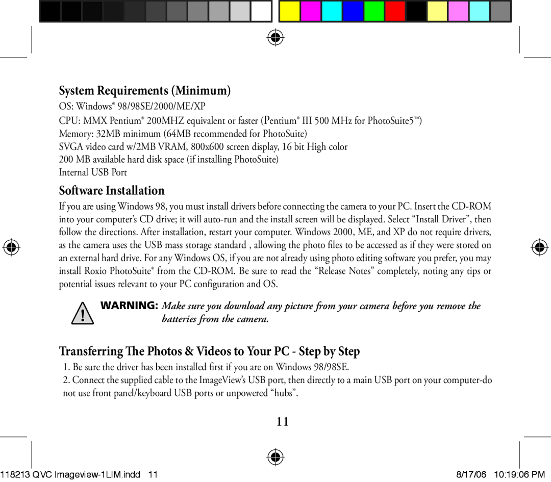 Bushnell 118213 manual System Requirements Minimum 