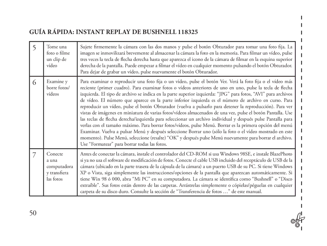 Bushnell 118325 instruction manual Use Formatear para borrar todas las fotos 