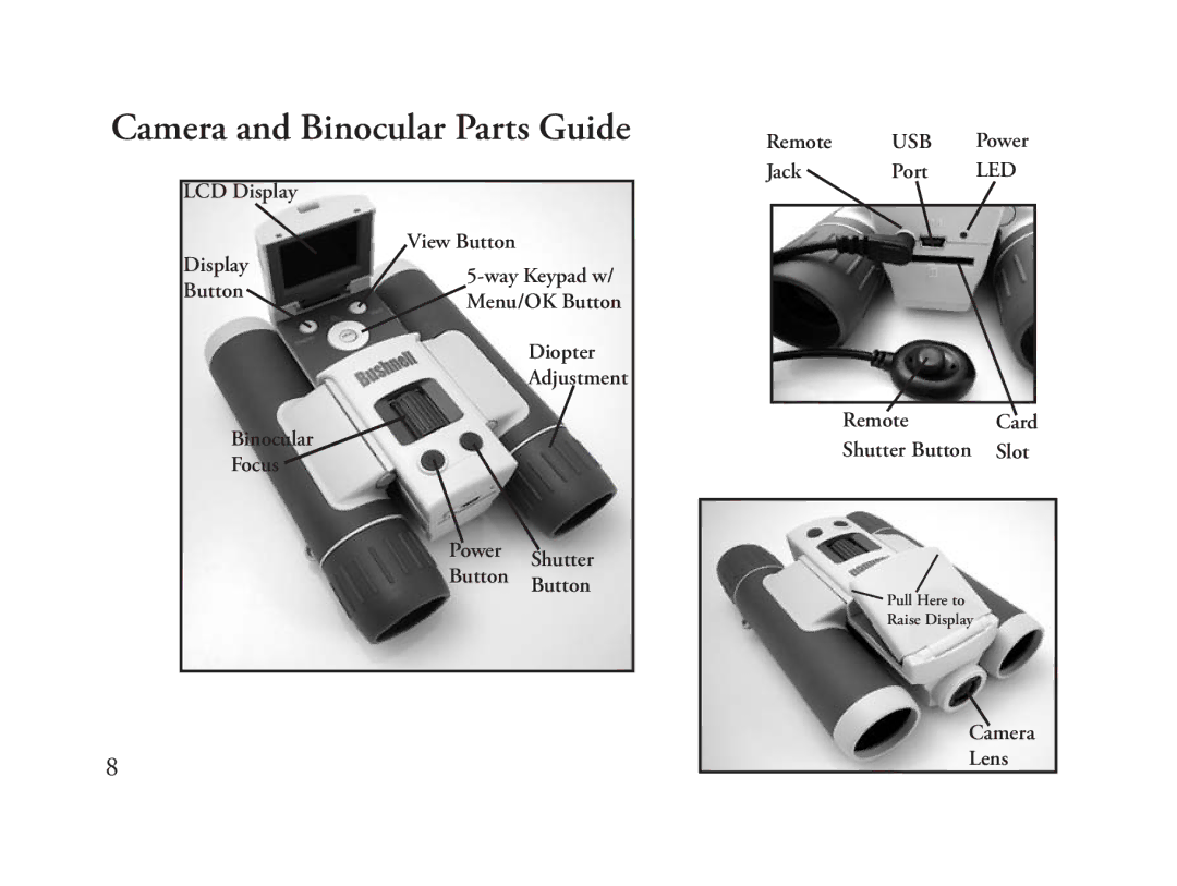 Bushnell 118325 instruction manual Remote, Jack Port, Slot, Camera Lens 