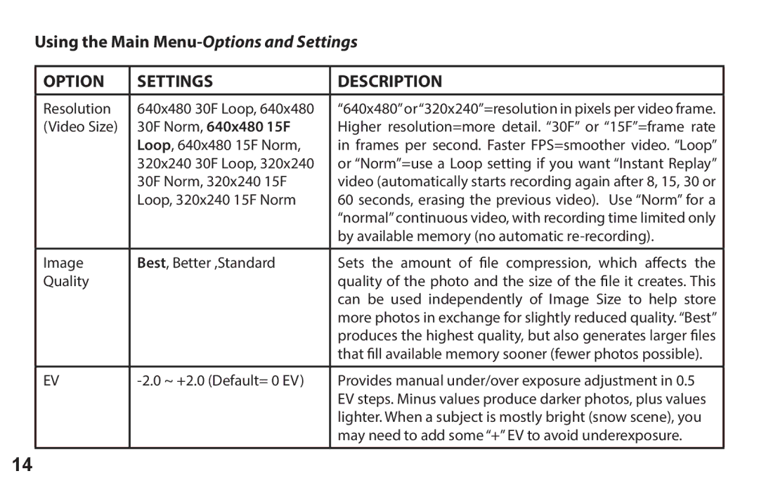 Bushnell 118326 user manual Using the Main Menu-Options and Settings 