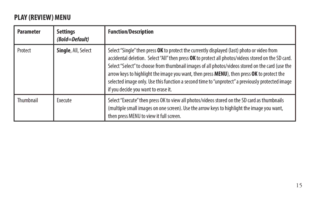 Bushnell 118328 Protect, If you decide you want to erase it, Thumbnail Execute, Then press Menu to view it full screen 