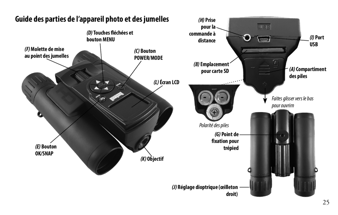 Bushnell 118328 instruction manual Boutontrépied, Objectif 