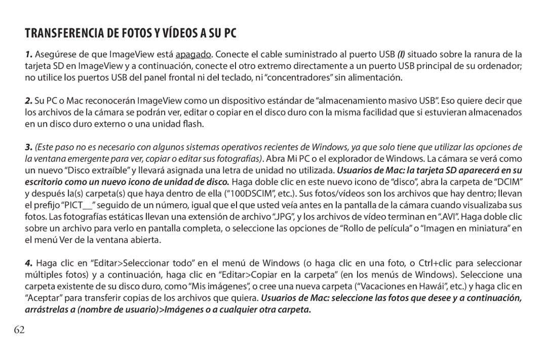 Bushnell 118328 instruction manual Transferencia DE Fotos Y Vídeos a SU PC 