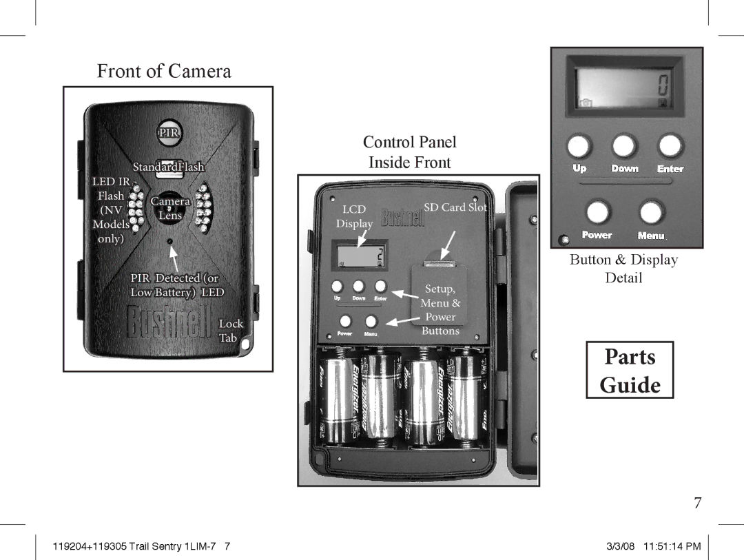 Bushnell 119204 instruction manual Parts Guide 