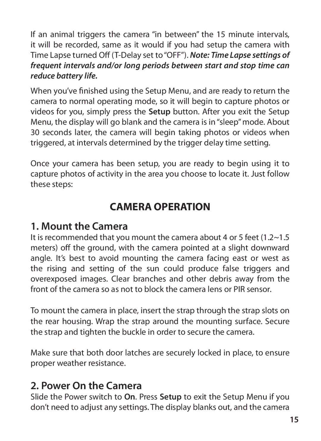 Bushnell 119327 instruction manual Camera Operation, Mount the Camera 