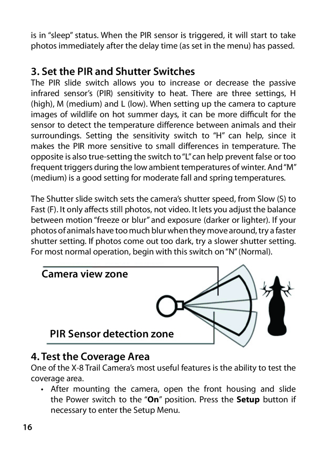 Bushnell 119327 instruction manual Camera view zone, PIR Sensor detection zone 4. Test the Coverage Area 