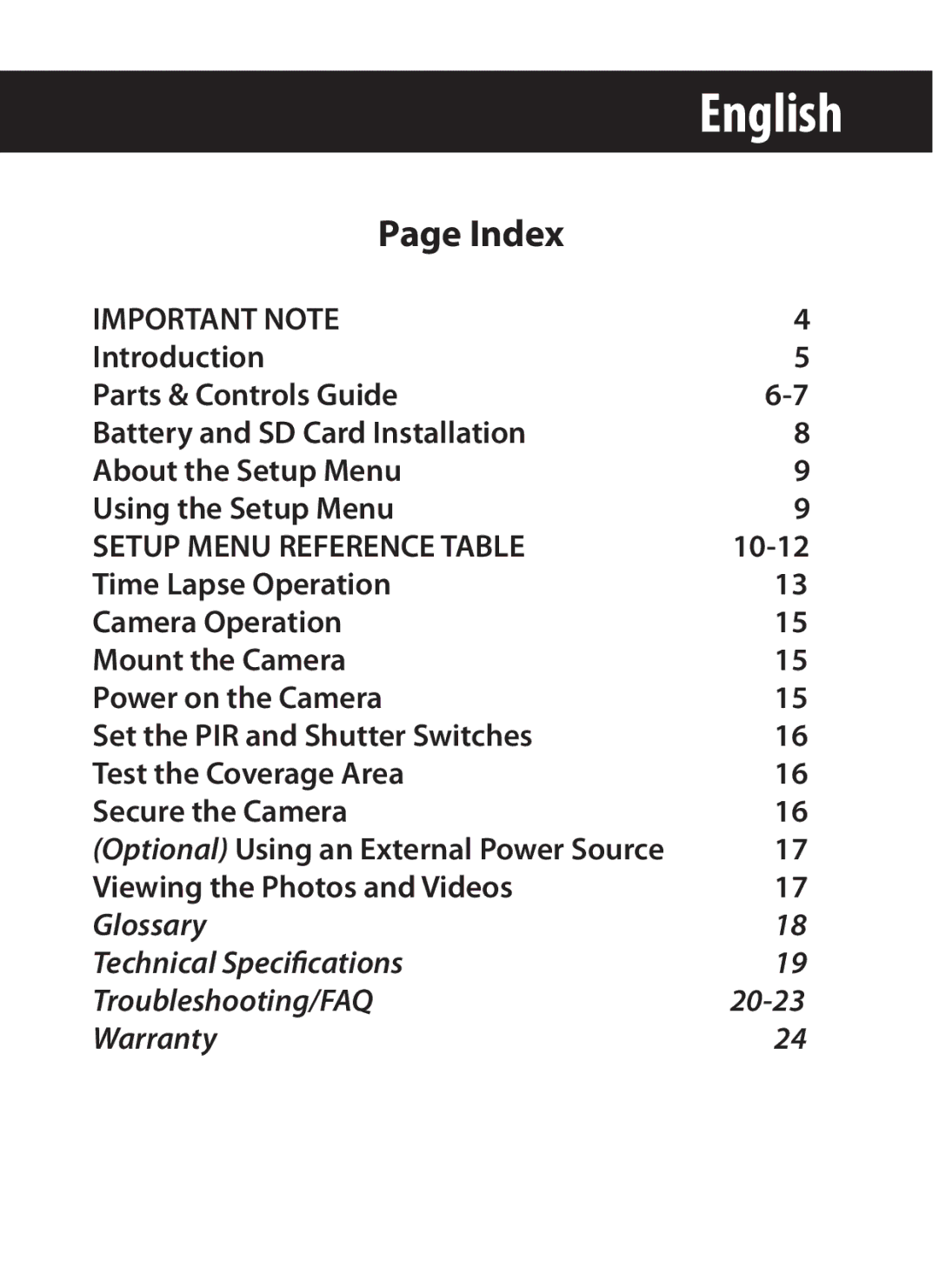 Bushnell 119327 instruction manual Important Note, Setup Menu Reference Table, 10-12, Viewing the Photos and Videos 