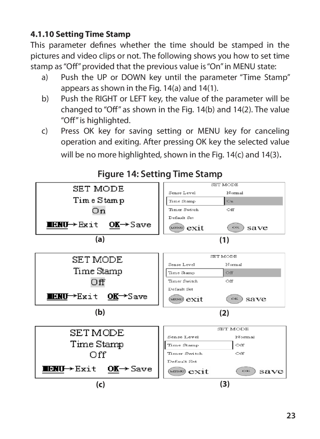 Bushnell 119415, 119405 instruction manual Setting Time Stamp 